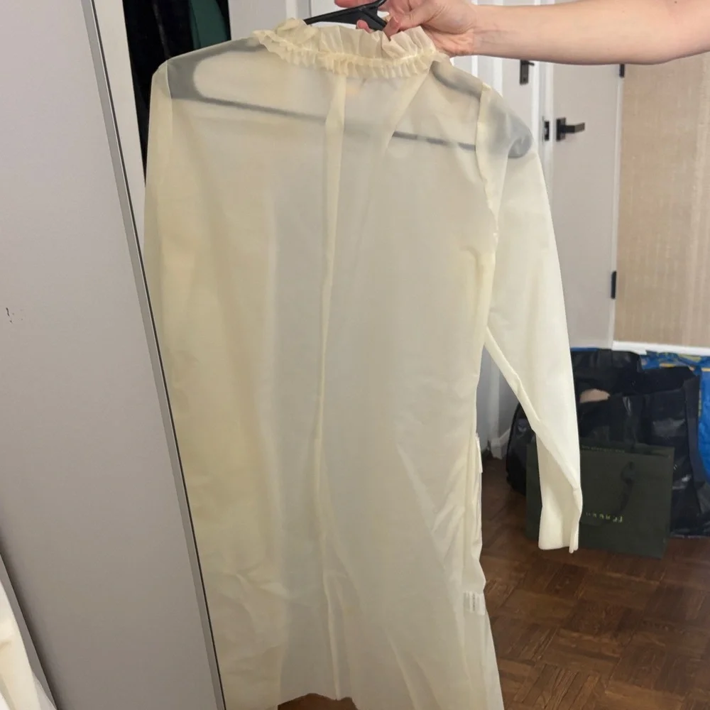 Transparent Cream Ruffle rain Jacket - Picture 2 of 4